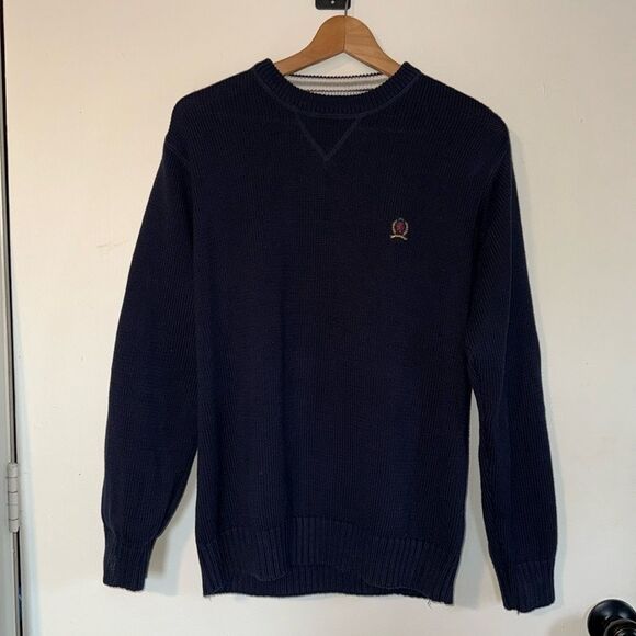 Tommy Hilfiger‎ Men's Navy Blue Cotton Sweater Small Crewneck Pullover - Picture 2 of 6